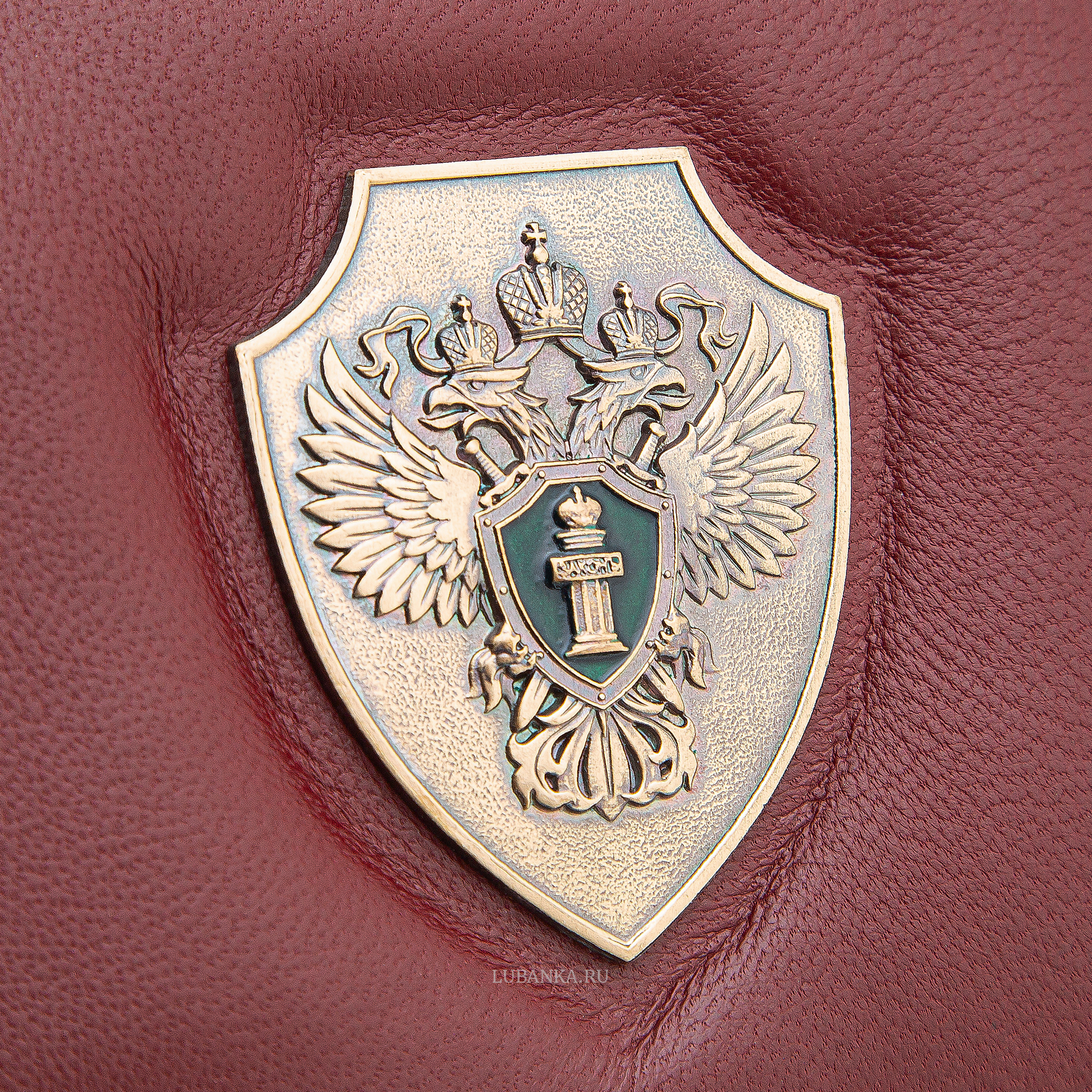 Обложка для удостоверения Прокуратура с жетоном узкая пухлая бордовая